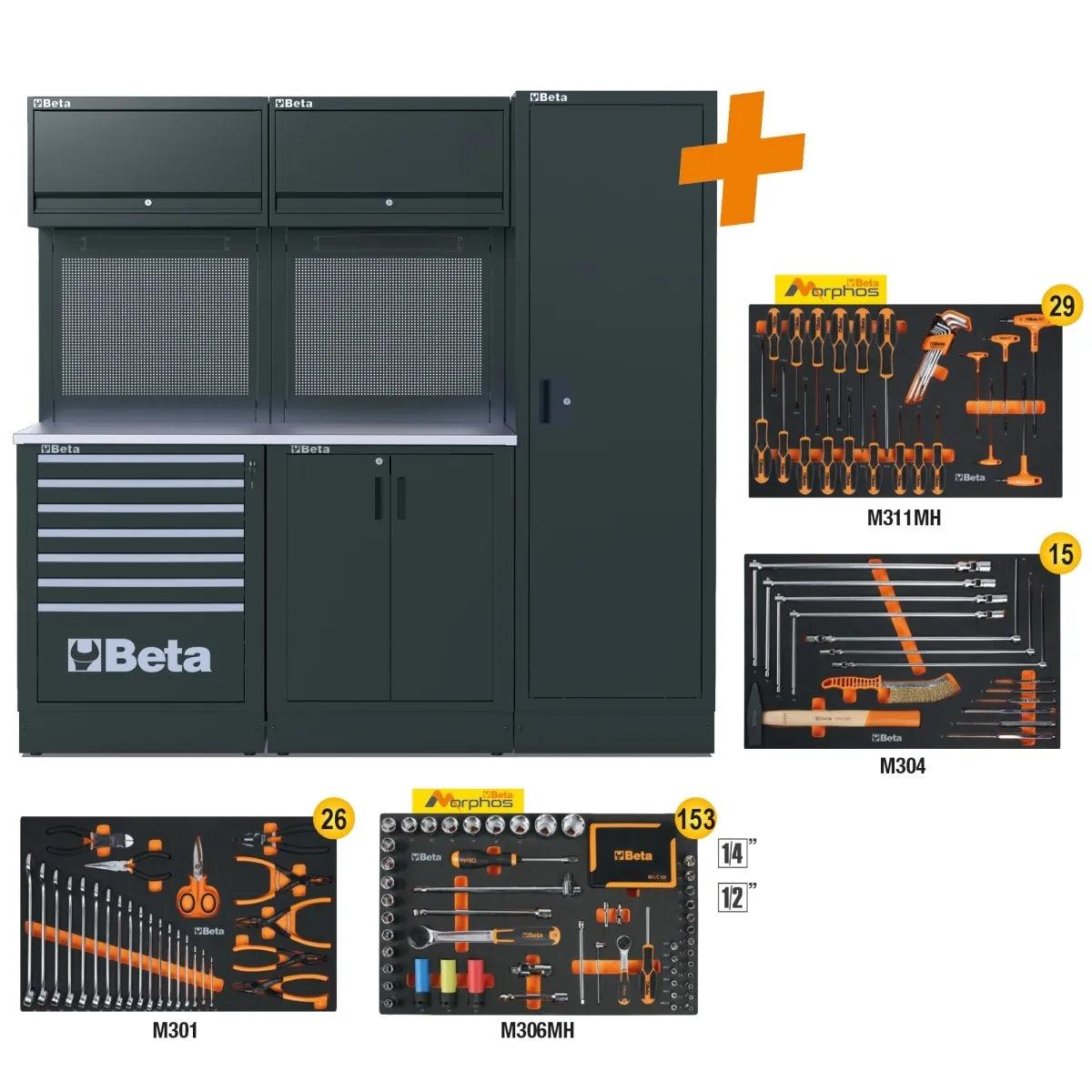 Beta RSC50 2.0 DX/223UT - Arredamento per officina piano in acciaio con 223 utensili