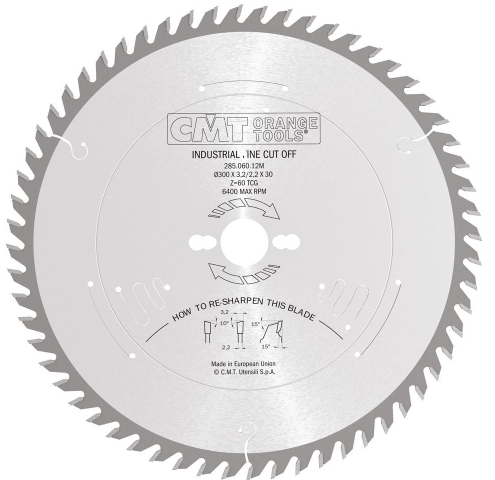 Cmt 285.060.12M Disco per legno da 300 mm dentatura 60 denti , spessore dente 3,2mm Made in Italy