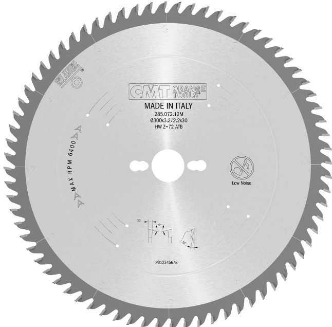 Cmt 285.072.12M Lama Disco per legno D.300 mm Foro 30mm Dentatura Z.72