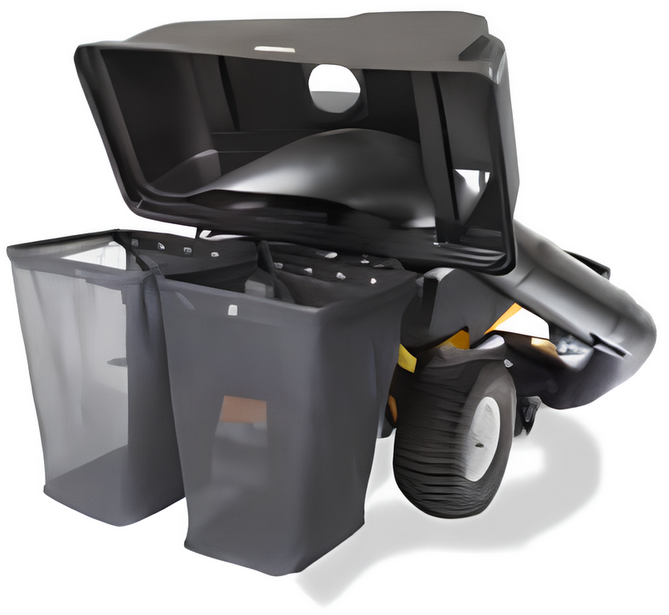 Cub Cadet 19B30031OEM Cesto doppio con tubo flessibile e finestralla per ispezione, capacità 229 l piatto da 107