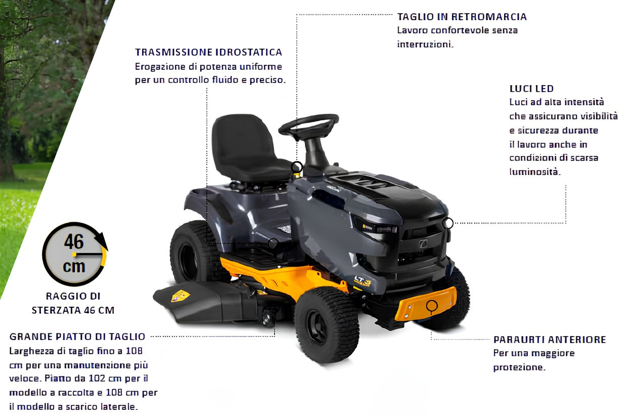 Cub Cadet LT3 S108 Trattorino taglio 108 mm , c.c. 679 Trasmissione Hydrostatic