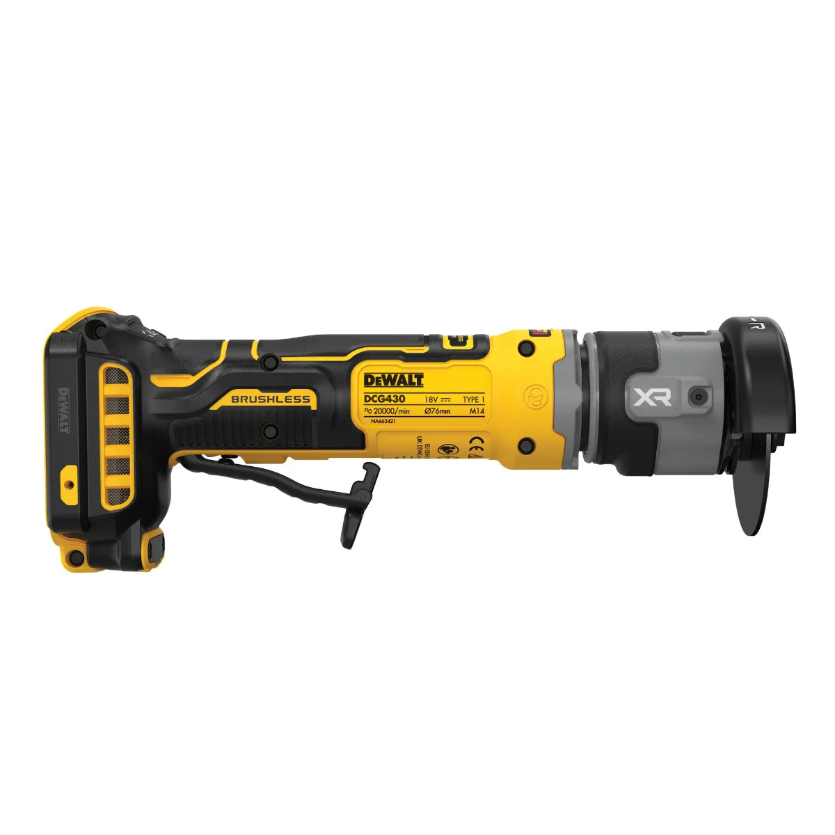Dewalt DCG430N-XJ Mini Troncatrice compatta 76mm Brushless 18V - Solo corpo macchina