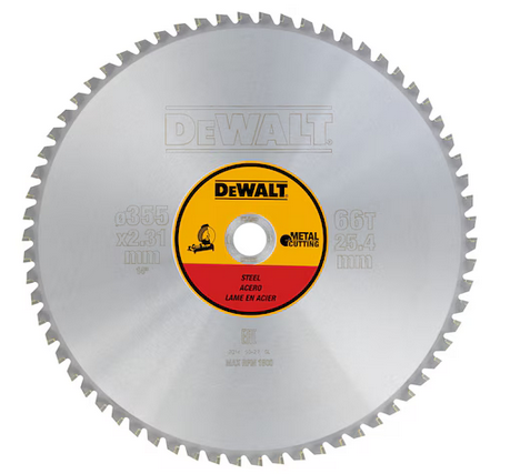 Dewalt DT1926  Disco per metalli e multimateriale DEWALT d.355 FORO 25,4 , 66 denti , Spessore Kerf 2.31 mm