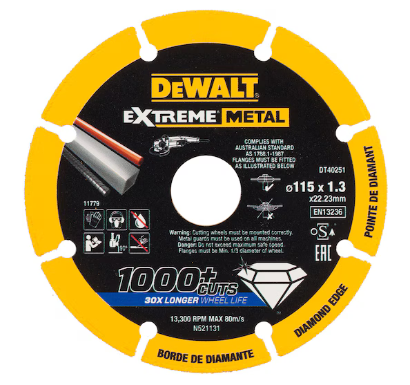 Dewalt DT40251-QZ Disco diamantato per taglio metallo D.115mm , foro 1,3mm