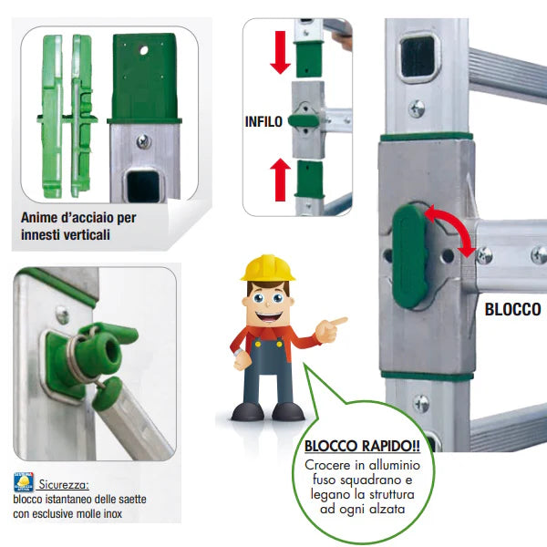 Facal LDG6/6CIT - Trabattello in alluminio Doge65 - Altezza 7,7 m