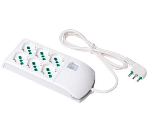 Fanton 410300 Multipresa Ciabatta FIDO 1,5m 3G1 spina S17, 3+3 prese P40, con interruttore