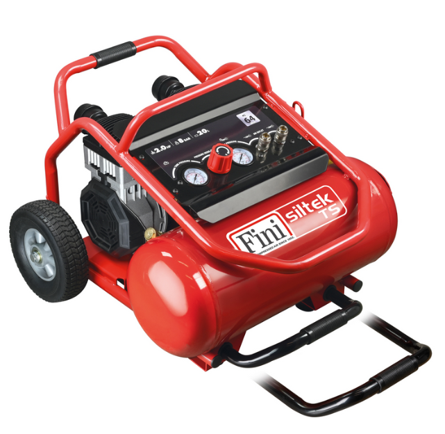 Fini Siltek ts/ol130s Compressore trolley senza olio silenzioso 64 dB , 8 bar , 220v , 20 litri ideale per professionisti