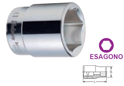 Ko-ken 8400M-68 Chiave a bussola con attacco femmina da 1" e misura esagono 68 mm , lunghezza 86 mm