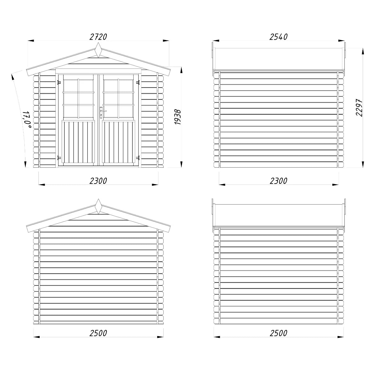 Losa Legnami Arisa - Casetta da giardino in legno impregnato 250x250x235cm