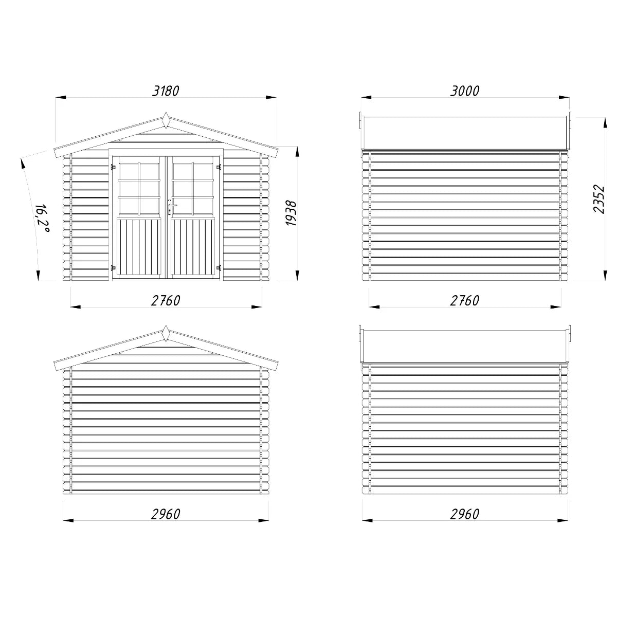 Losa Legnami Astrid - Casetta da giardino in legno impregnato 300x300 cm