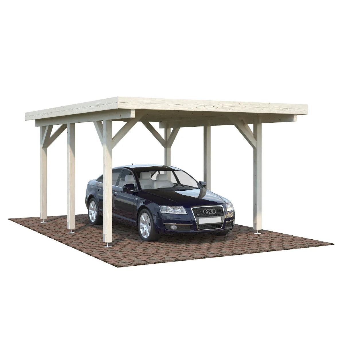 Losa Legnami Carport SINGOLO - Ripara Auto in legno con copertura 360x512 cm