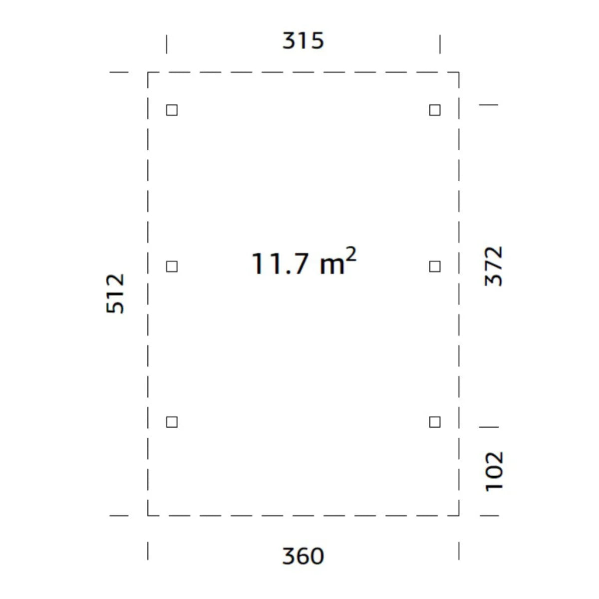 Losa Legnami Carport SINGOLO - Ripara Auto in legno con copertura 360x512 cm