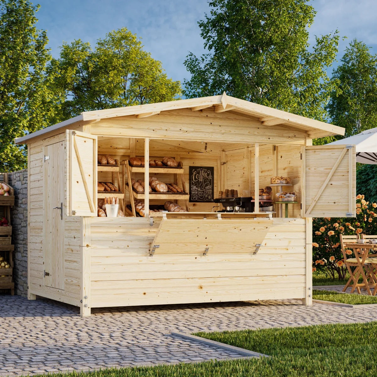Losa Legnami Chiosco Marian pieghevole - Casetta da giardino in legno impregnato 298x228 cm