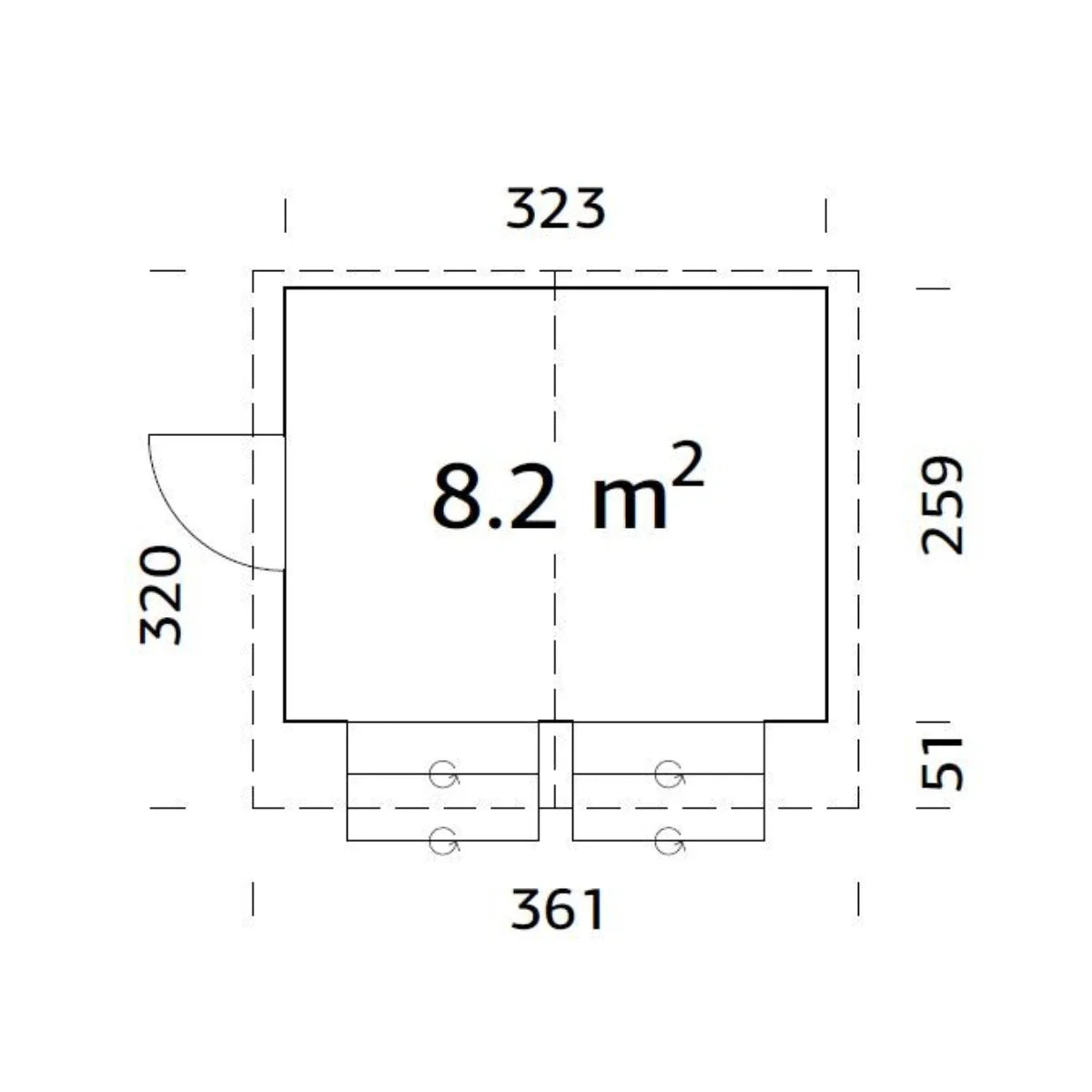 Losa Legnami Chiosco Stella B - Casetta da giardino in legno impregnato 323x259 cm