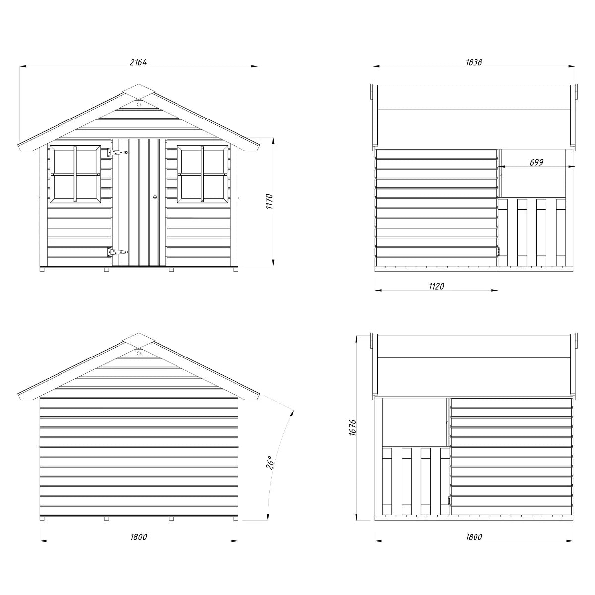 Losa Legnami Felix - Casetta da giardino per bambini in legno impregnato 180x112 cm