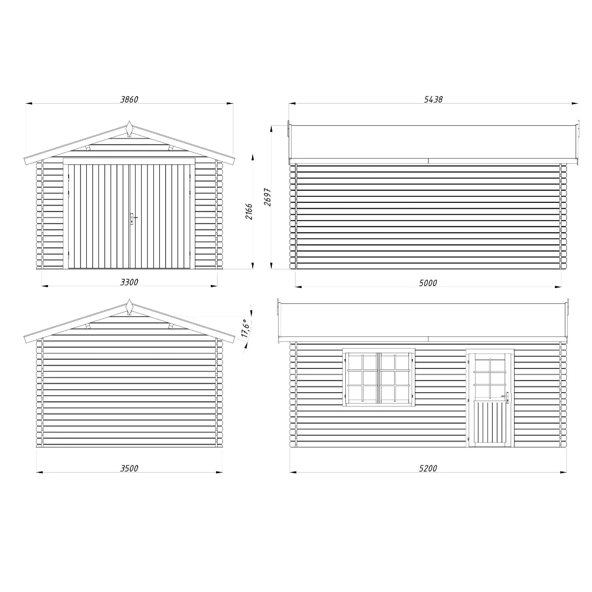 Losa Legnami Garage Tony - Casetta da giardino in legno impregnato 350x520 cm