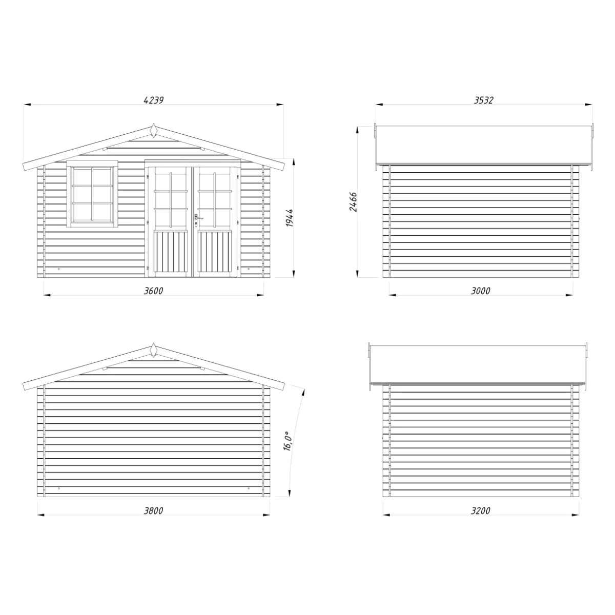 Losa Legnami Klara - Casetta da giardino in legno impregnato 380x320 cm