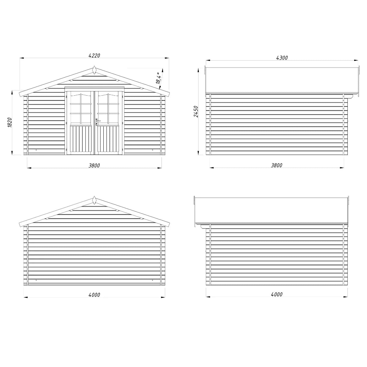Losa Legnami Lotta B - Casetta da giardino in legno impregnato 400x400 cm