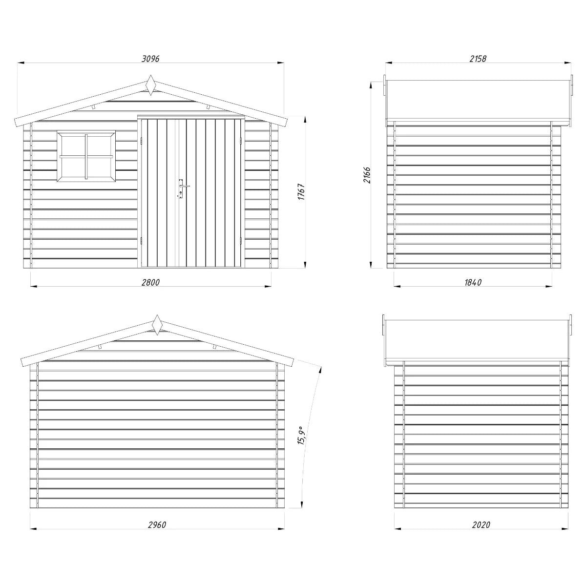 Losa Legnami Pablo 3 - Casetta da giardino in legno impregnato 296x200 cm