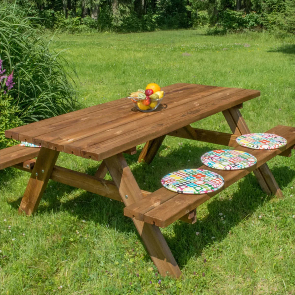 Losa Legnami Picnic Oasi inclusive - Tavolo con panche in legno da giardino 177x154x74 cm
