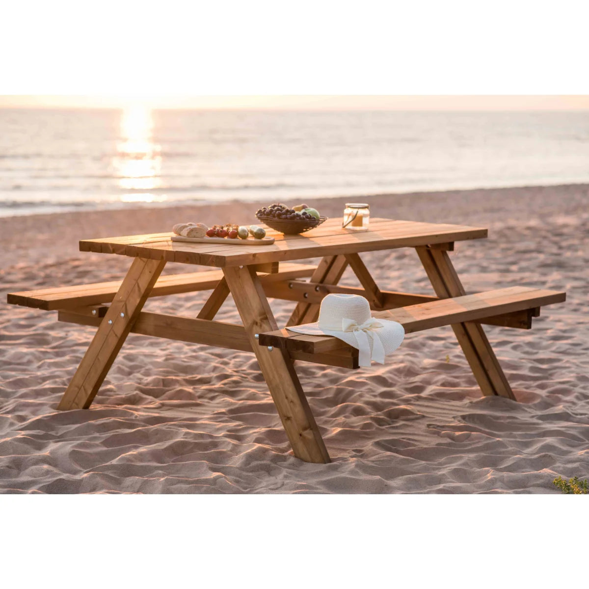 Losa Legnami Picnic Oasi inclusive - Tavolo con panche in legno da giardino 177x154x74 cm