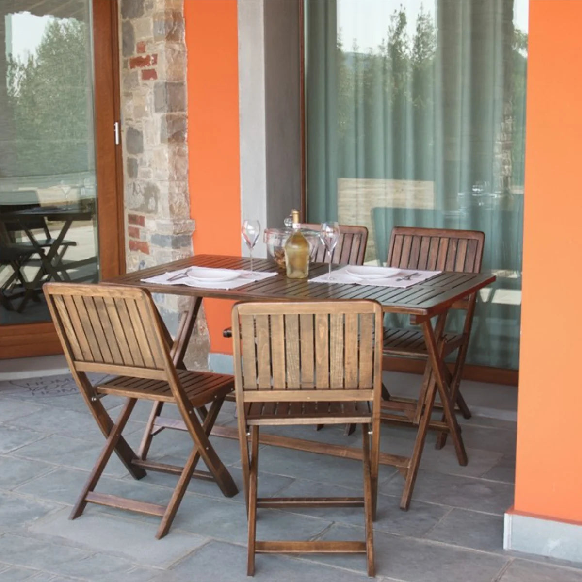 Losa Legnami Set Rodi - Tavolo pieghevole con 4 sedie 135x75 cm