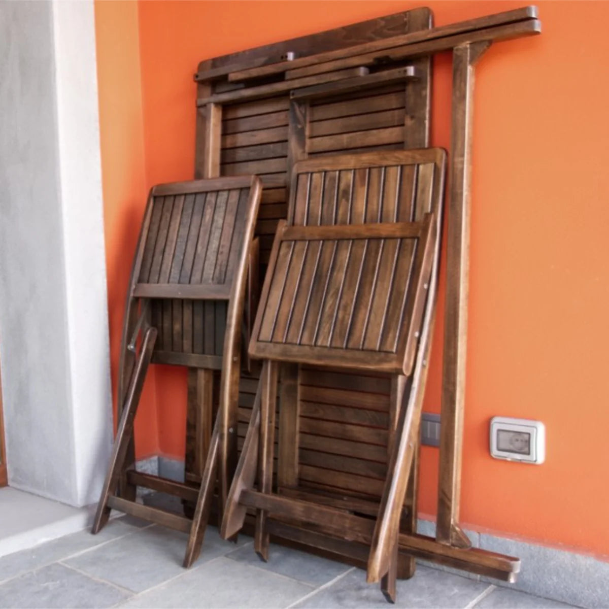Losa Legnami Set Rodi - Tavolo pieghevole con 4 sedie 135x75 cm