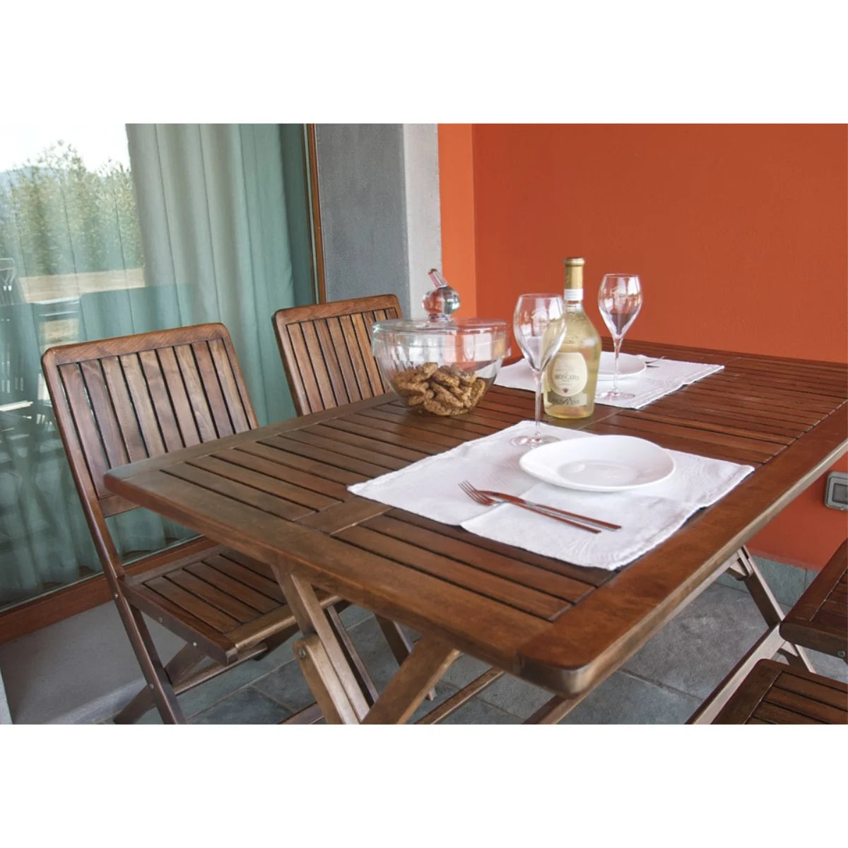 Losa Legnami Set Rodi - Tavolo pieghevole con 4 sedie 135x75 cm
