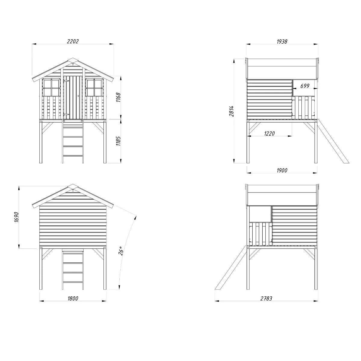 Losa Legnami Toby - Casetta da giardino per bambini in legno impregnato 180x192 cm