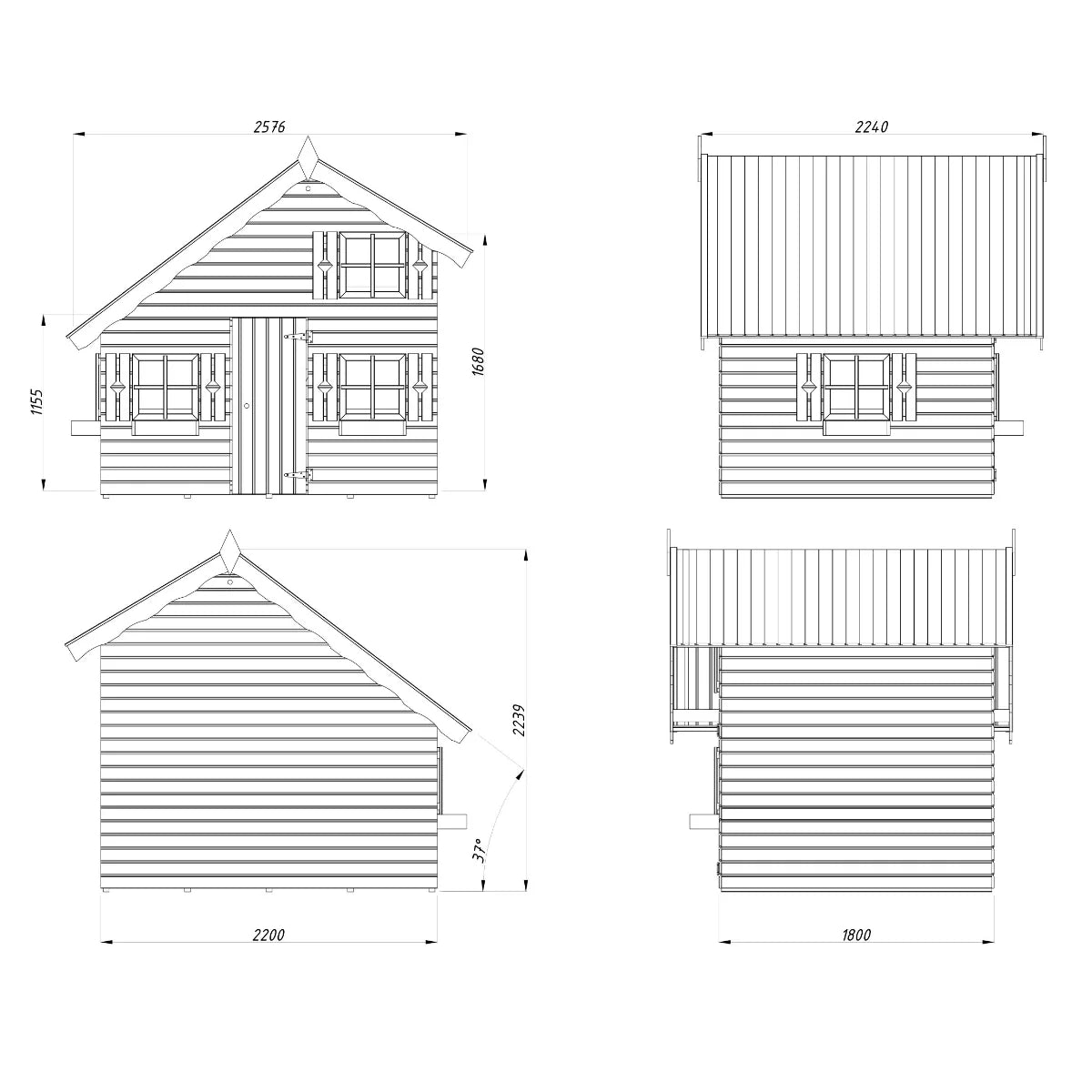 Losa Legnami Tom - Casetta da giardino per bambini in legno impregnato 220x180 cm
