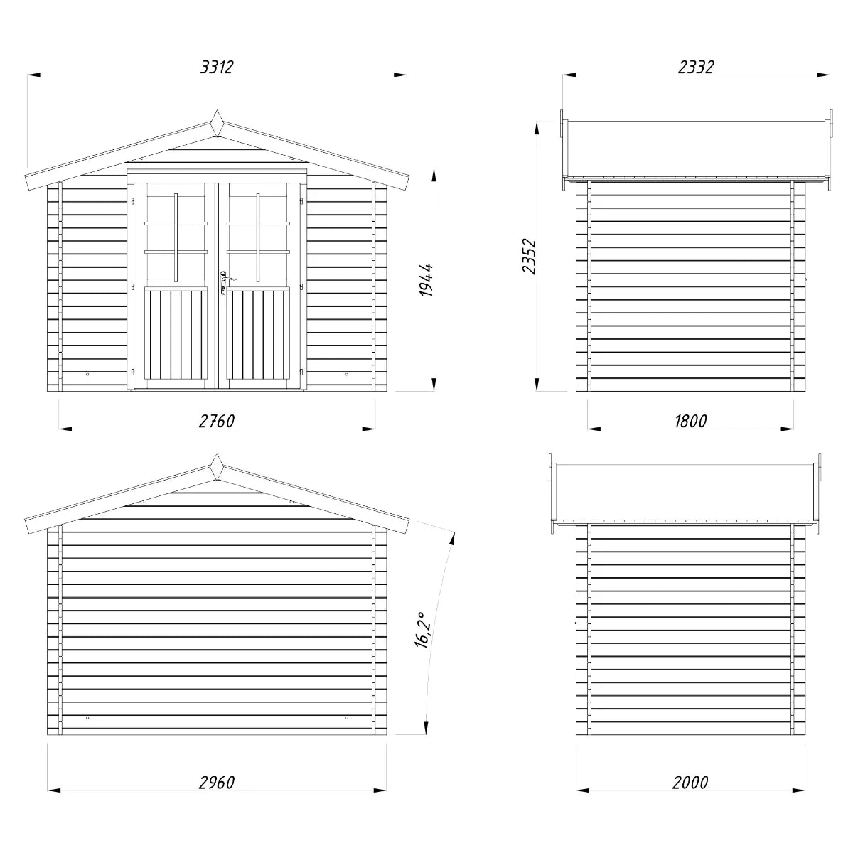 Losa Legnami Valentine A - Casetta da giardino in legno impregnato 320x120x50cm