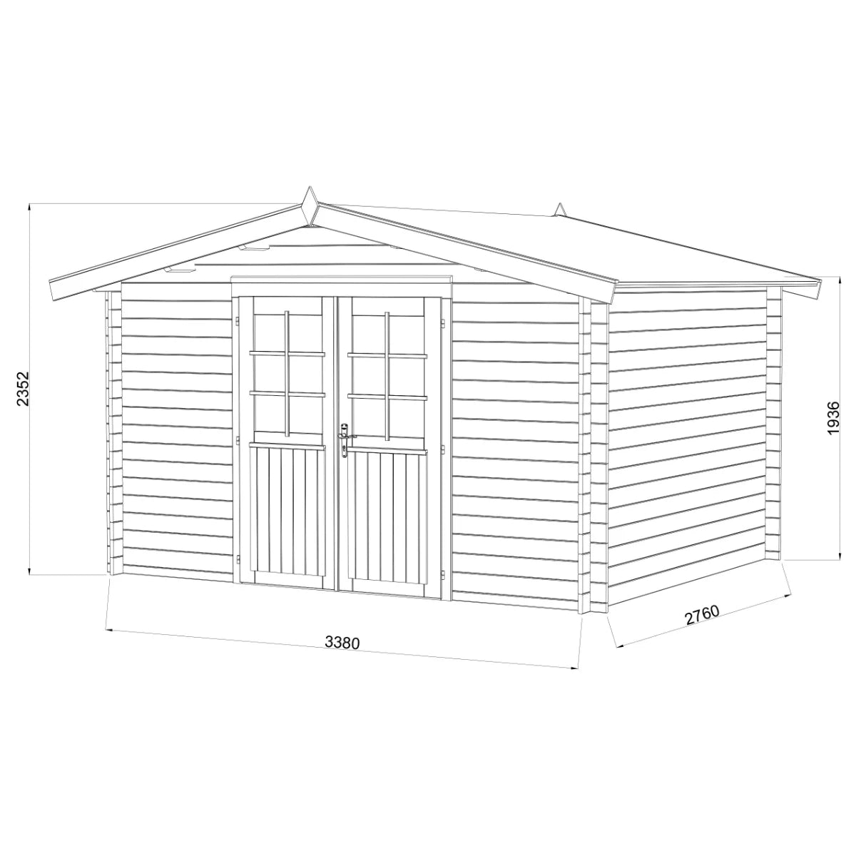 Losa Legnami Valentine B - Casetta da giardino in legno impregnato 358x296 cm
