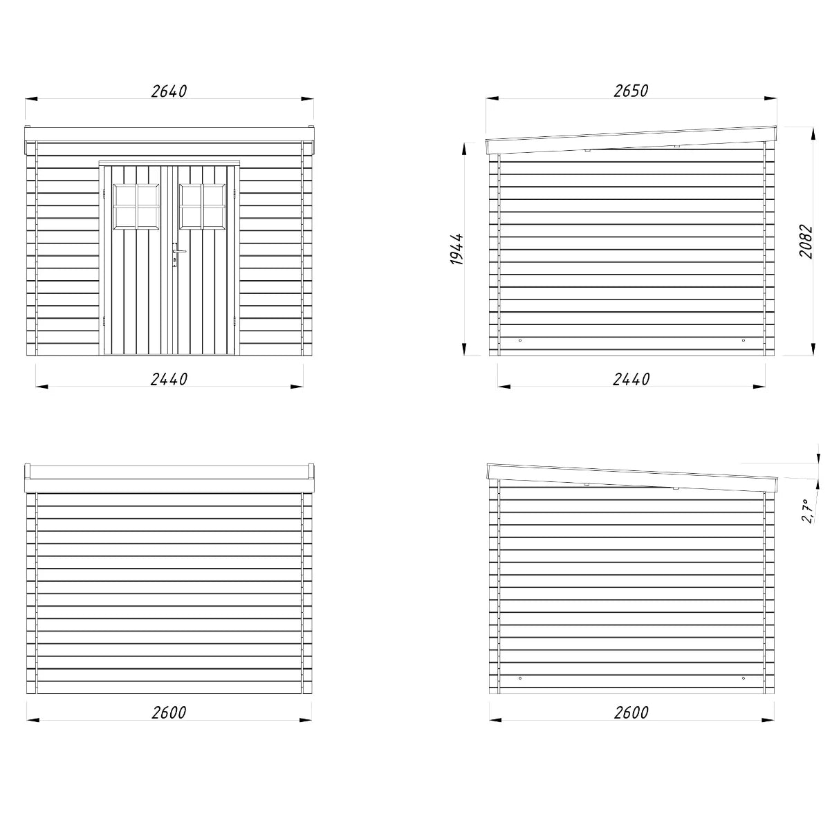 Losa Legnami Zoe C - Casetta da giardino in legno impregnato 260x260 cm