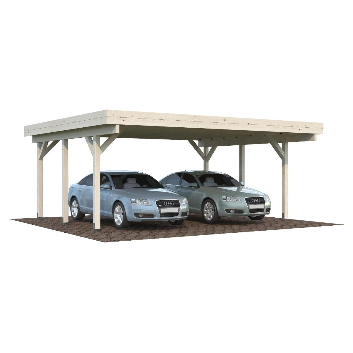 Losa Legnami Carport DOPPIO - Ripara Auto in legno con copertura 512X600 cm