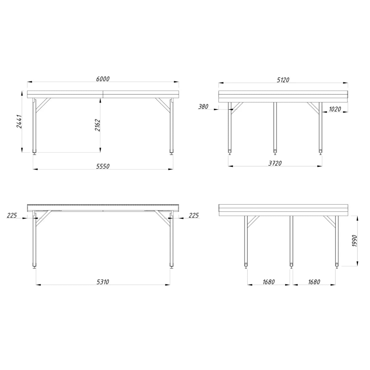 Losa Legnami Carport DOPPIO - Ripara Auto in legno con copertura 512X600 cm