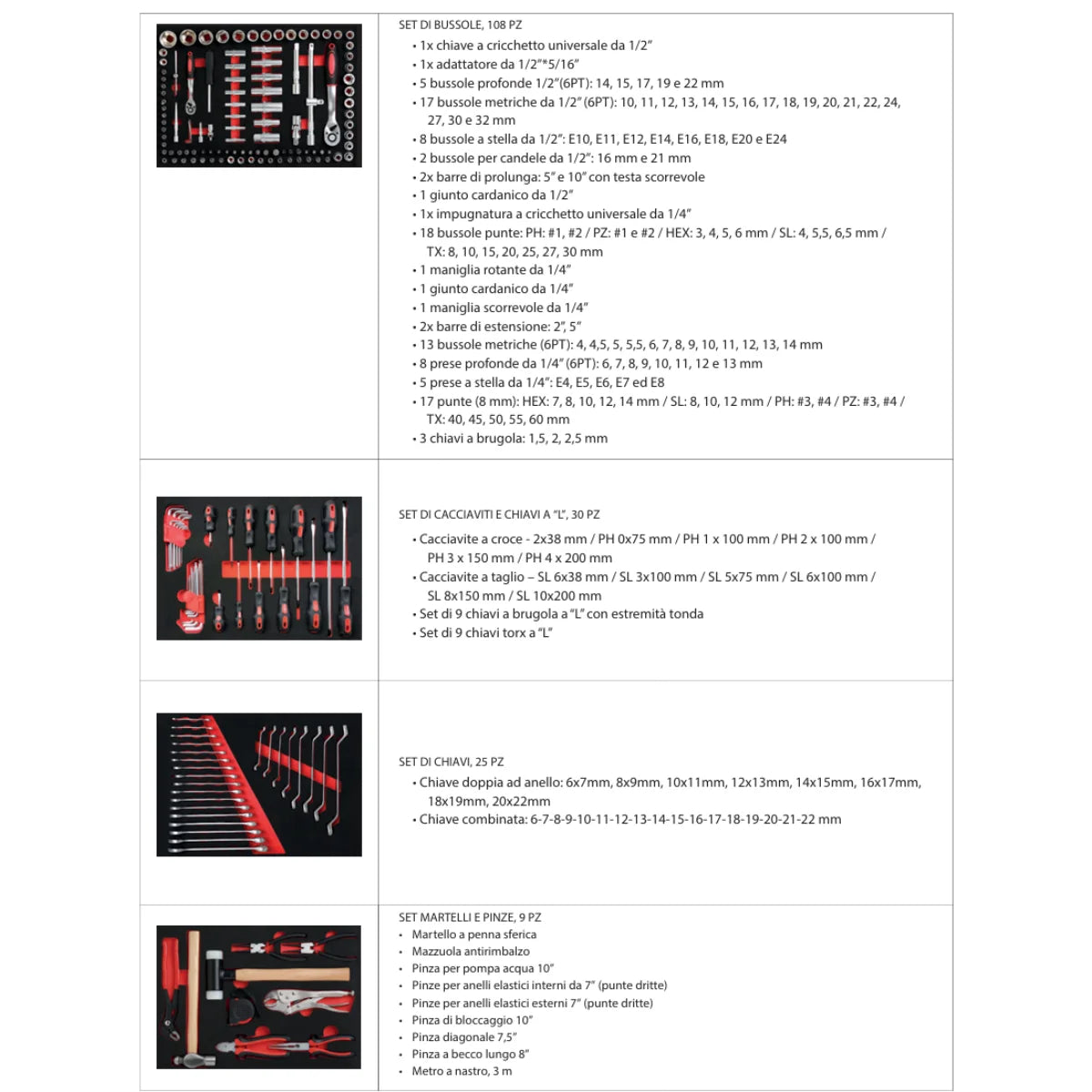 Marcotools 05.088.138.R1 - Kit 172 Utensili professionali su 4 supporti morbidi in EVA