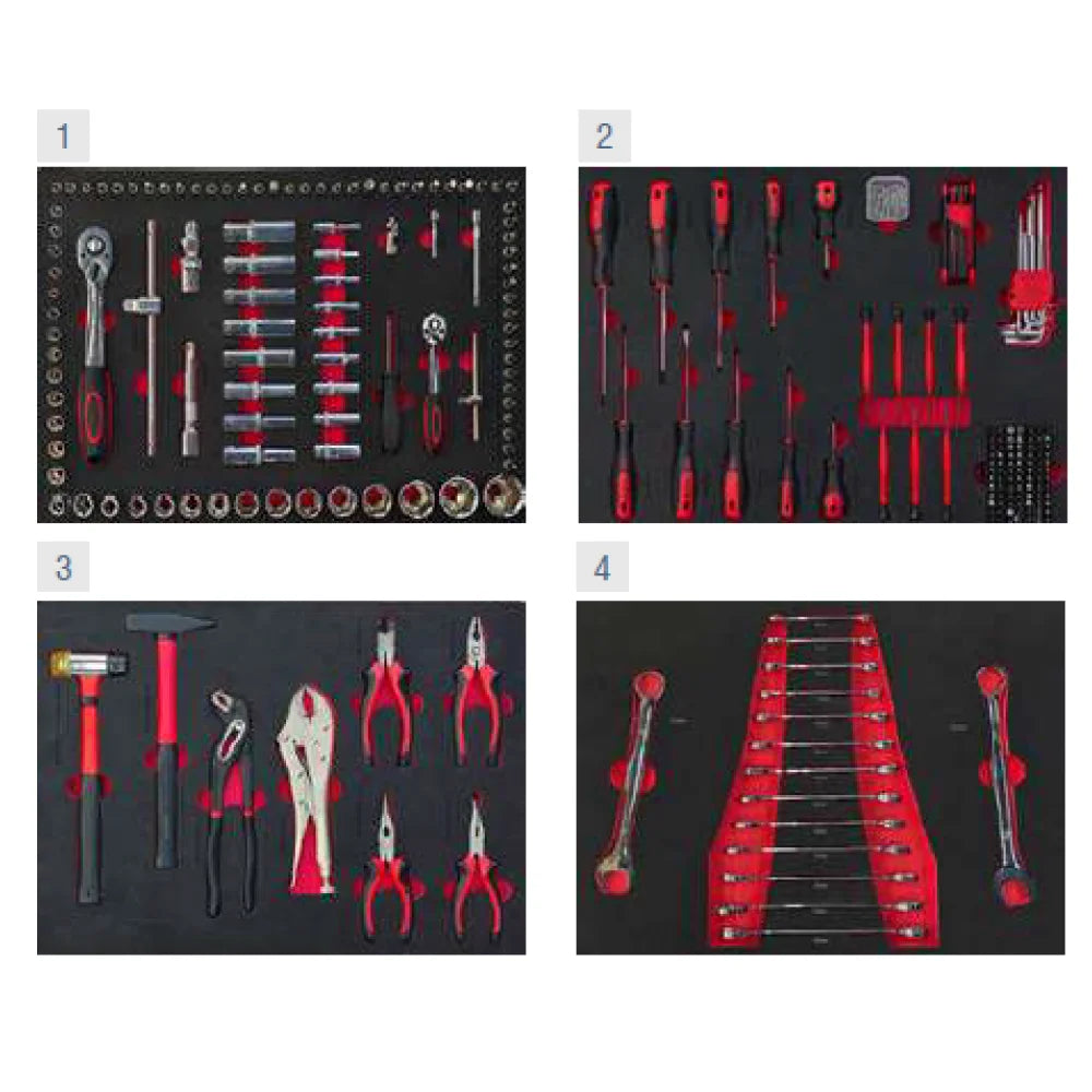 Marcotools 05.088.166 - Carrello cassettiera officina 11 cassetti - 290 utensili - con armadietti