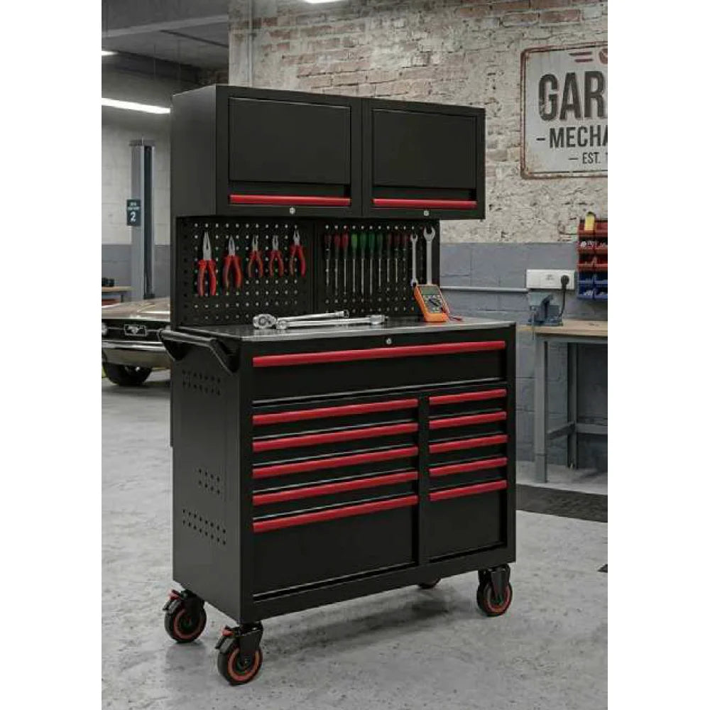 Marcotools 05.088.166 - Carrello cassettiera officina 11 cassetti - 290 utensili - con armadietti