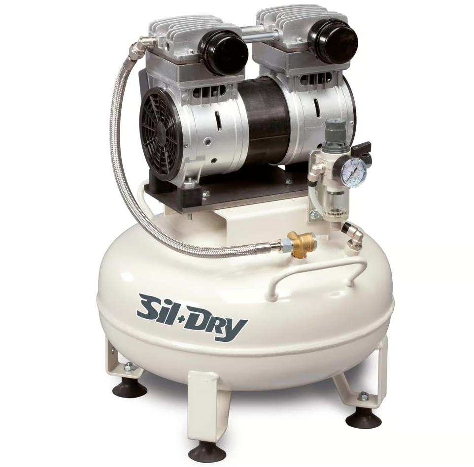 MedicAir Sildry OF 750-24V-1M compressore senza olio per laboratori dentistici e odontotecnici , 24 litri 220V 8 Bar