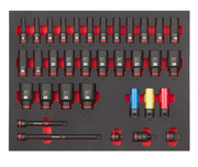 Milwaukee 12 Sockets deep foam set 1 (34 pc) Set bussole 1/2" in modulo morbido