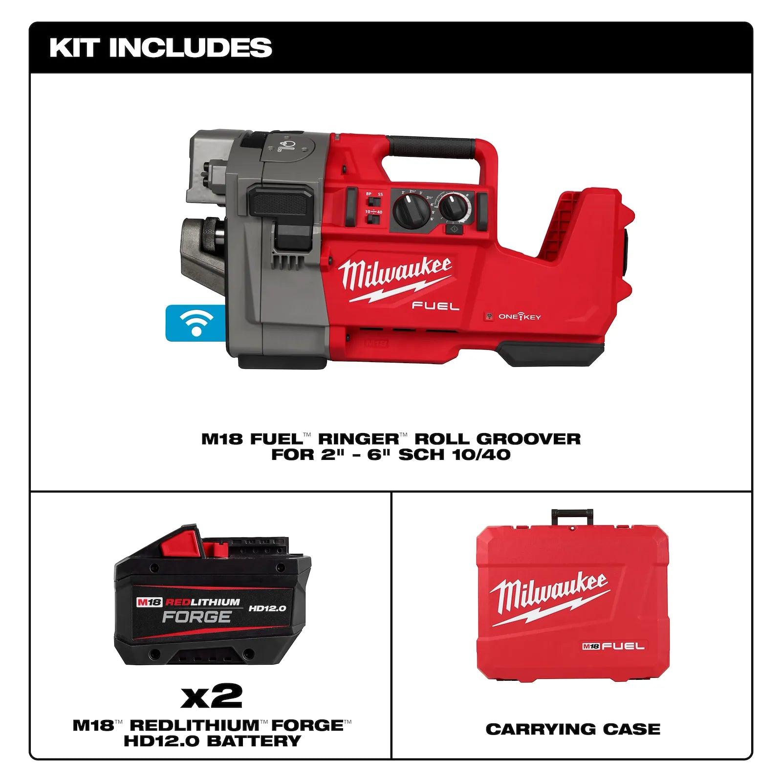 Milwaukee M18 FRGRO2-122C - Scanalatrice 18V per tubazioni 2" - 6" - 2 x 12 Ah