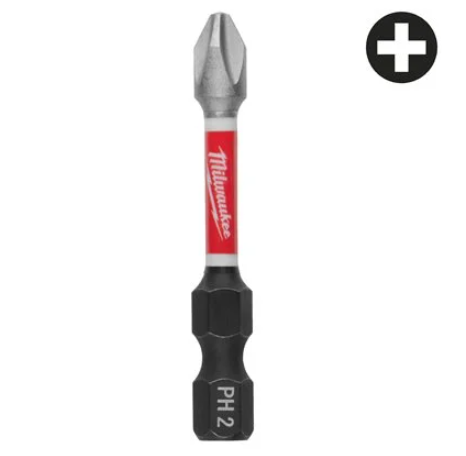 Milwaukee Shockwave PH2 x 50 mm - 1 pc Bit SHOCKWAVE per avvitatori ad impulsi