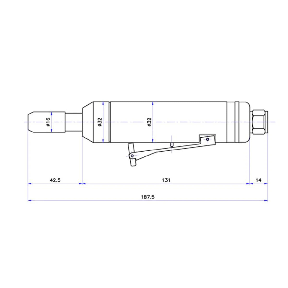 Ober SM 08 Smerigliatrice Pneumatica Diritta avviamento a leva 150W - 26.000rpm