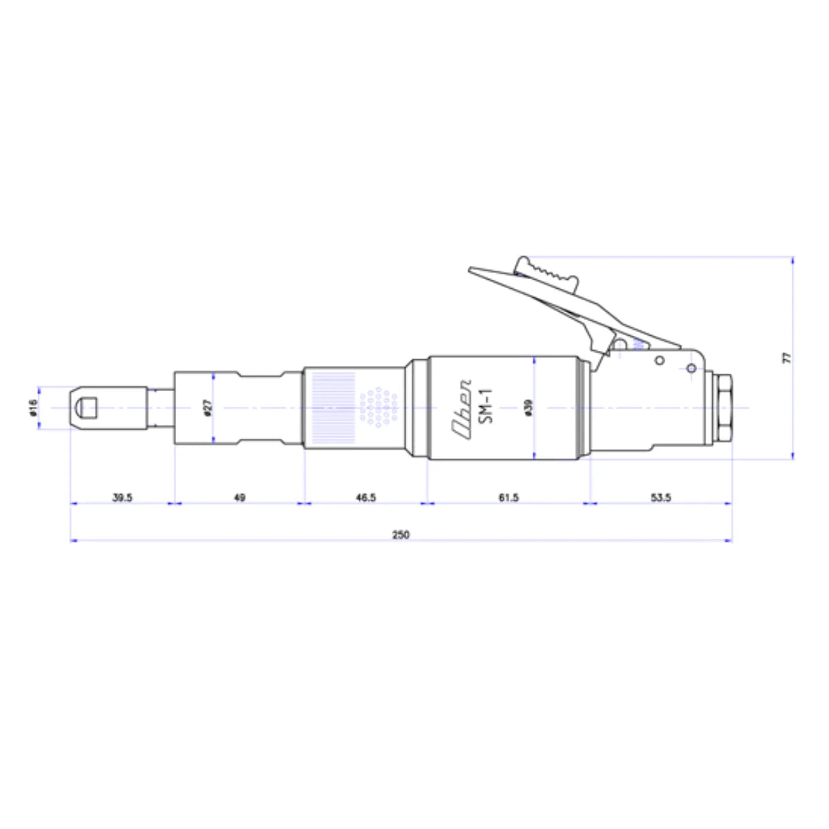 Ober SM 1 Smerigliatrice Pneumatica Diritta avviamento a leva 200W - 22.000rpm