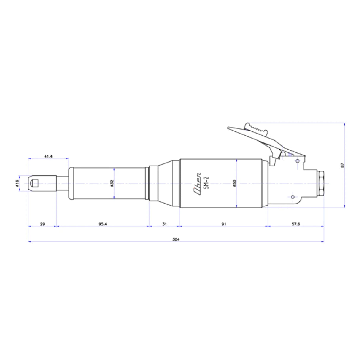 Ober SM 2 Smerigliatrice Pneumatica Diritta avviamento a leva 330W - 12.000rpm