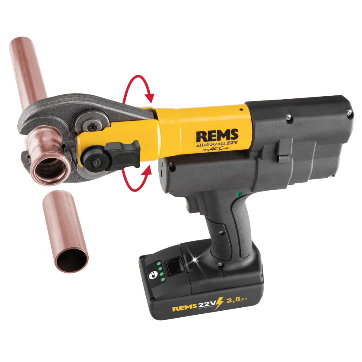 Rems Mini-Press 22V ACC Pressatrice idraulica a batteria 22kN per tubi fino a 40 mm