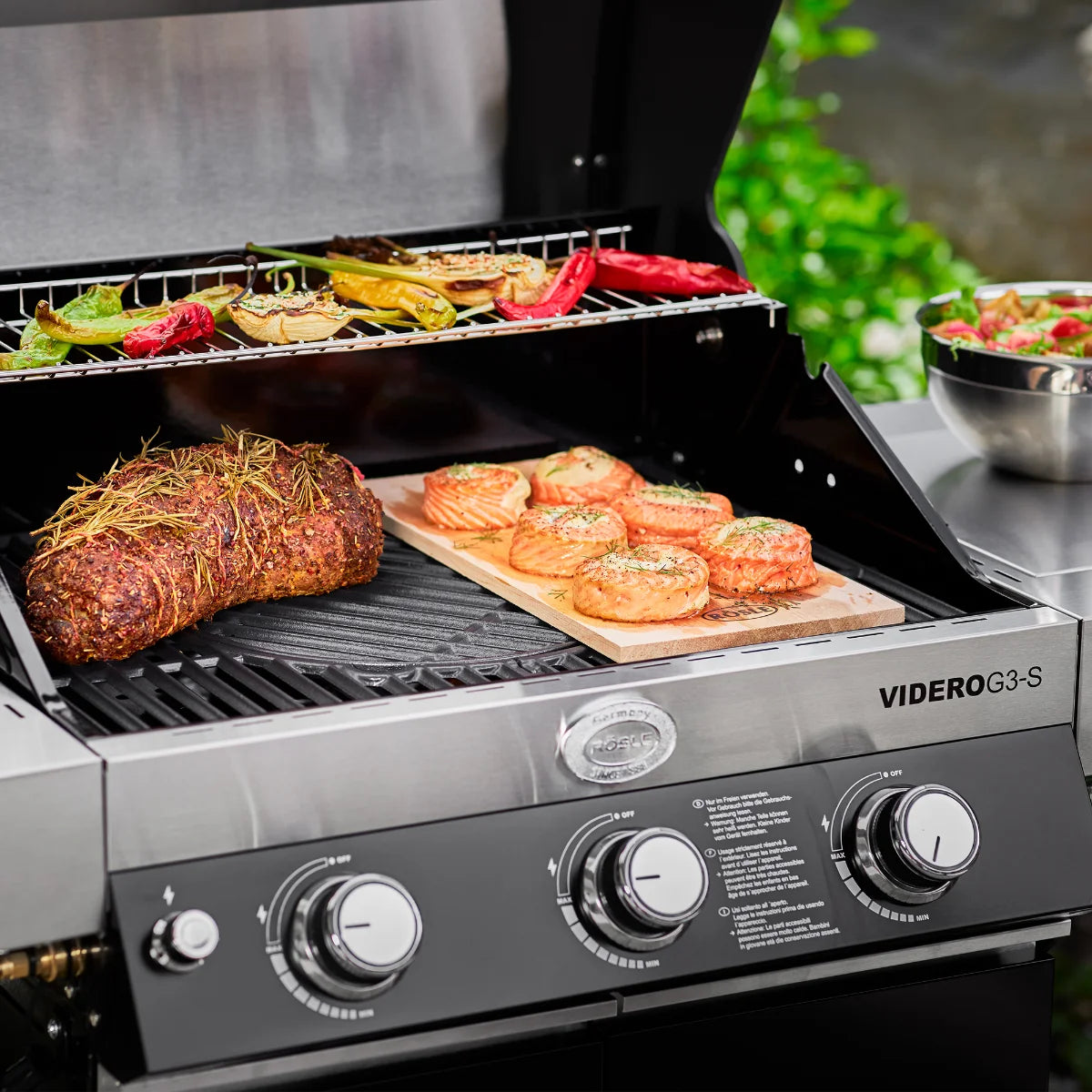 Rosle Videro G3-S VARIO+ 250530 - Barbecue a gas 17Kw - 30mbar - 3 Fuochi