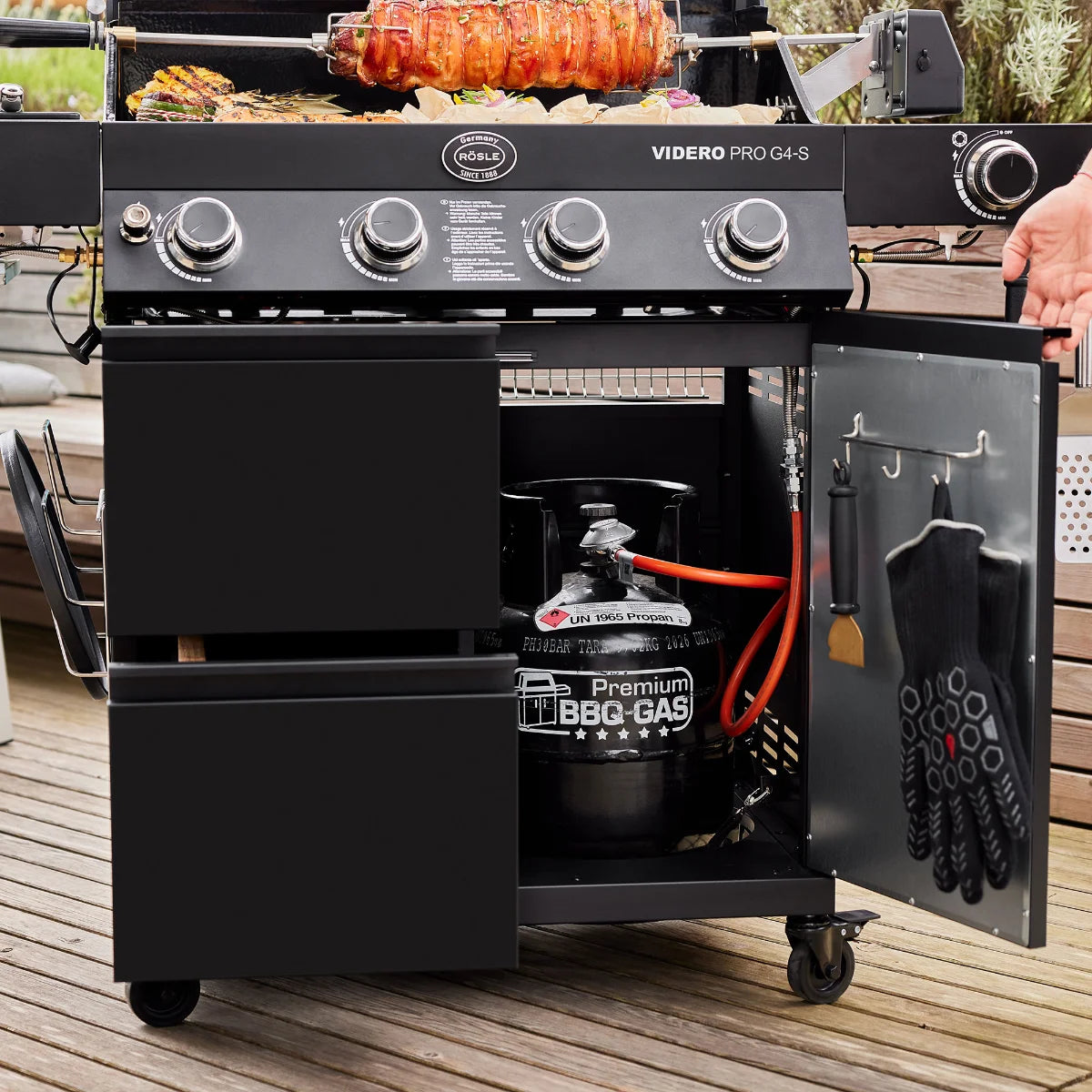 Rosle Videro PRO G4-S Vario+ 250577 - Barbecue a gas 20.5Kw - 30mbar - 4 Fuochi