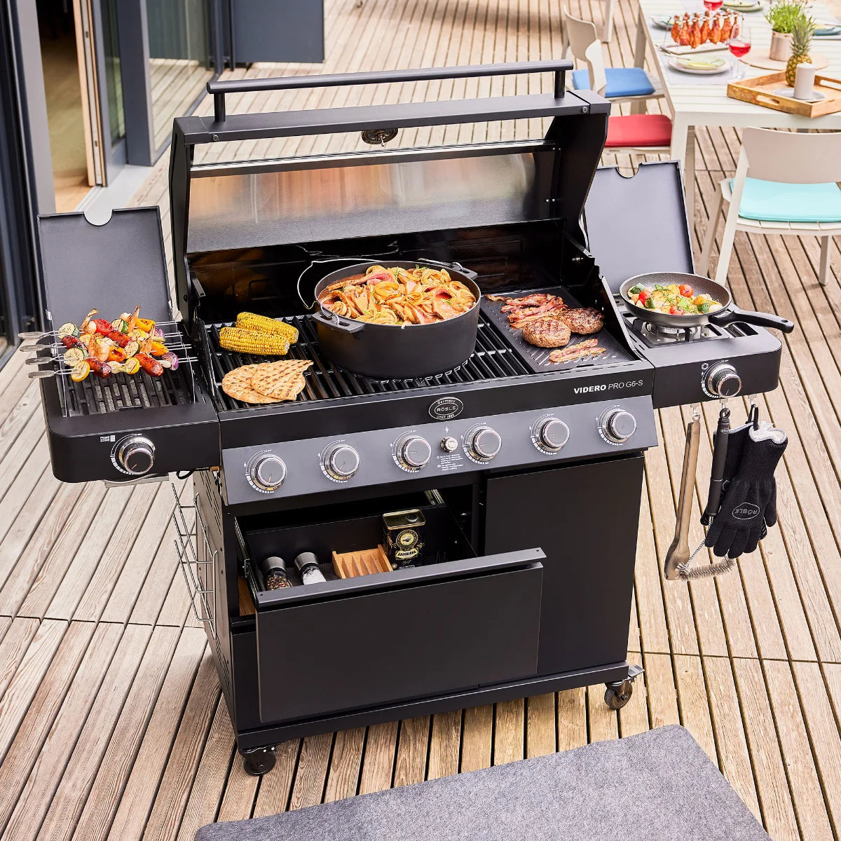 Rosle Videro PRO G6-S Vario+ 251061 - Barbecue a gas 27.5Kw - 30mbar - 6 Fuochi
