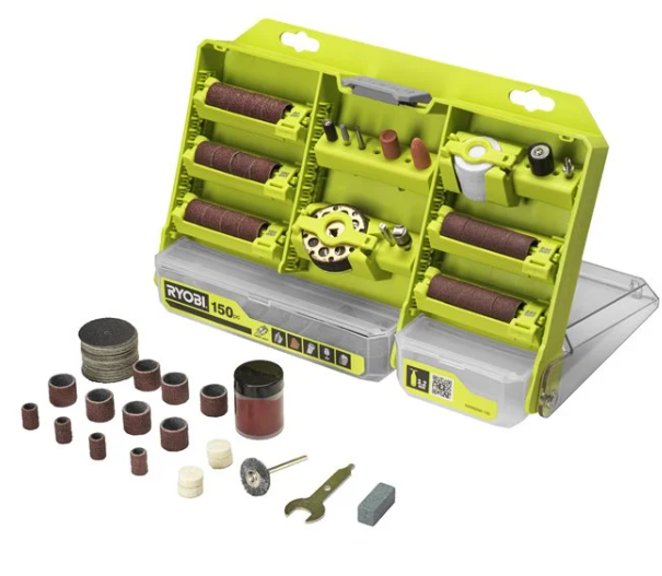 Ryobi RAR800K-150 Kit di accessori per utensili rotativi standard 3,2 mm multiuso da 150 pezzi